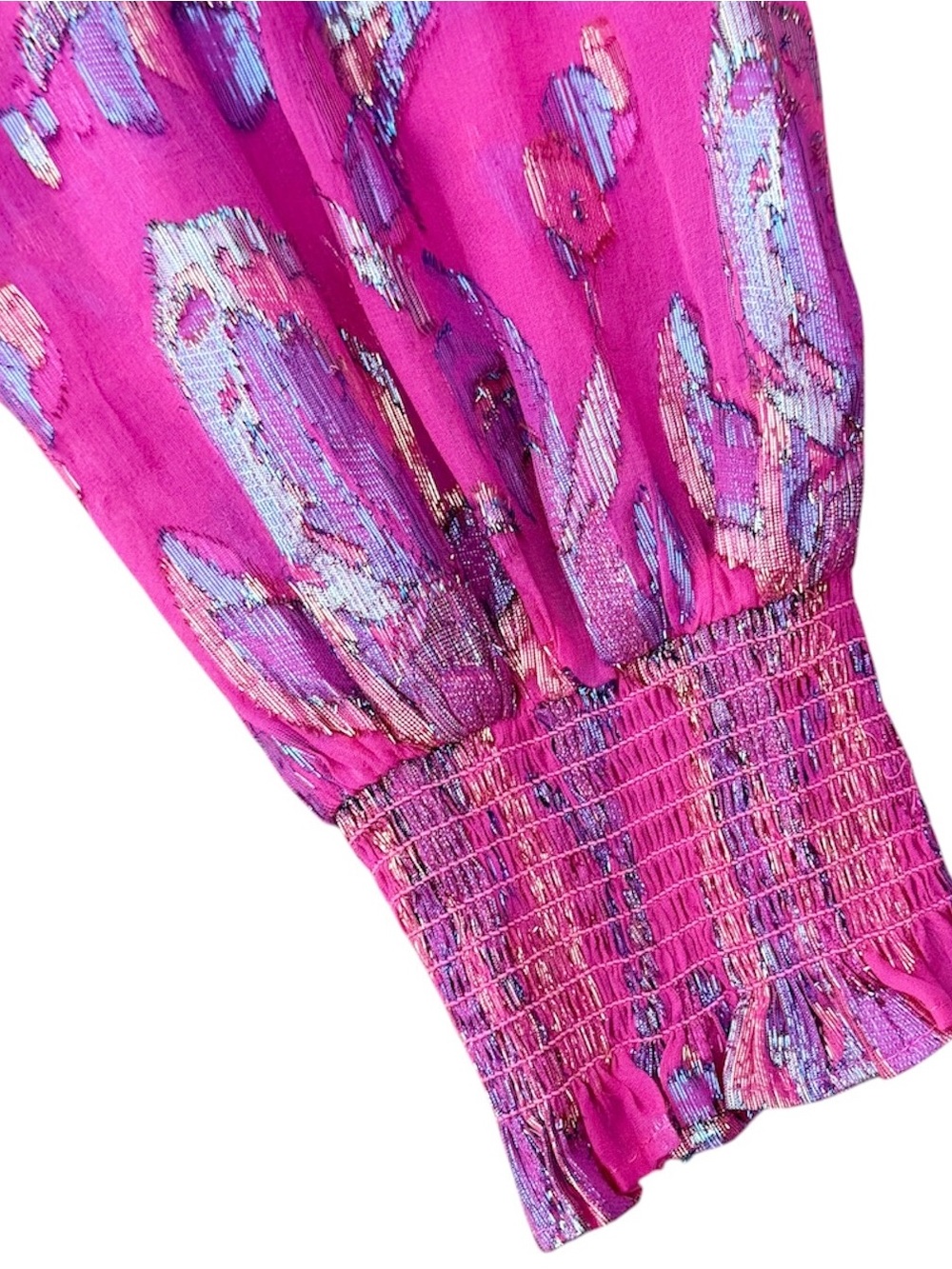 Lilly Pulitzer Cosita Acai Berry Floral Metallic Smocked Waist Blouson Dress 16 - Picture 9 of 13